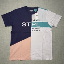 NWT Staple Pigeon T-Shirt Mens XL Navy White Teal Colorblock Streetwear MSRP $44 picture
