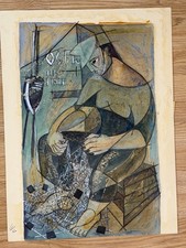 Mid century Modernist / Cubist-style painting picture
