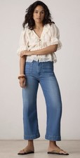 Maeve Anthropologie  Colette Blue Medium Wash High Rise Wide Leg Jeans Sz 32 NEW picture