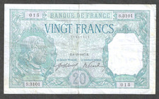 FRANCE 20 FRANCS 1917 ~ P-74 ~ RARE 3 YEAR TYPE ~ NICE ATTRACTIVE NOTE picture
