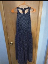 The Limited Blue/White Polka Dot A-Line Scoop Neck Sleeveless Dress Size 4 picture