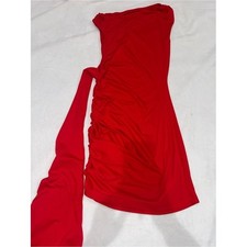 SHEIN Red Ruched Mini Dress w/ Side Draped Sash Size S picture