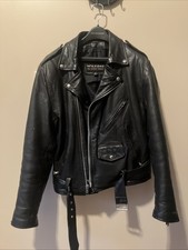 Wilsons Leather Vintage Men’s Motorcycle Jacket Small Size S Black picture
