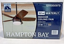 Hampton Bay Waterly 32 in. Indoor Plated Bronze Ceiling Fan With LED Light NEW picture