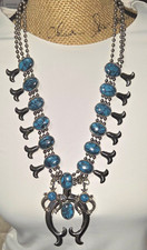 Vintage Signed Goldette Faux Turquoise Squash Bottom Necklace picture