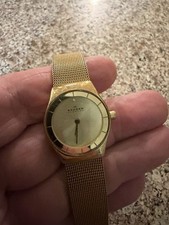 SKAGEN SKW2045 Gold Dial Crystal Quartz Women's Mesh Watch Denmark picture