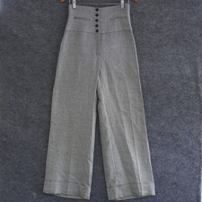 Vtg Emanuel Ungaro Herringbone Pants S Wide Leg Silk Wool Ultra High Rise Sailor picture