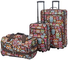 Rockland Vara 3-Piece Luggage Set Owl 20 22 28 Expandable Softside picture