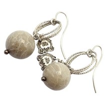 Rare Mario Buccellati Free Time Silver Oval River Stone Earrings picture