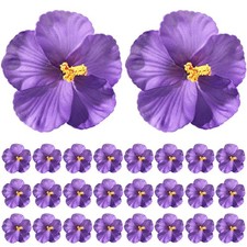 24 Pcs Purple Artificial Hibiscus Flowers, 4 inches Realistic EVA Foam Flower... picture