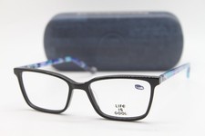 NEW LIFE IS GOOD ZURI BLACK BLUE (BLK) AUTHENTIC EYEGLASSES W/CASE 49-16 picture