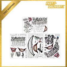 Joker Temporary Tattoos, Large Waterproof Fake Tattoos, 4 Sheets, Halloween picture