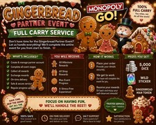 Gingerbread Partner Event Monopoly_Go | FULL CARRY | Starts May 25 | RUSH | 80k picture