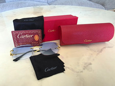 Cartier Big C Diamond Cut blue Fade Frameless Lens golden Frame-  picture