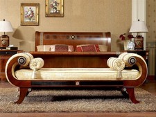 Luxury European Walnut Bedroom Bench End of Bed Upholstered Accent Seat picture
