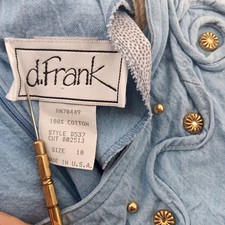 Vintage Texas Granny Dress 10 D. Frank Light Blue Embellished Chambray Denim USA picture