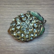 MINT  Vtg 1950s Austrian Forbidden Fruit Yellow Lucite Lemon Brooch Rhinestone picture