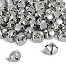 BigOtters 50 Pcs Jingle Bells for Crafting, 1 Inch Craft Medium, Silver  picture