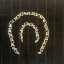 Vintage Taxco Silver And Onyx 925 TM 200 Necklace And Bracelet. picture
