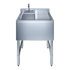 Heavy Duty Under 1 Compartment Stainless Steel Bar Sink w/ Right Drainboard NSF picture
