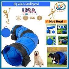 Blue 28in x 10ft Dog Agility Tunnel Large with Sandbags & Spikes picture