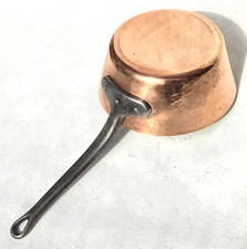 Vintage 6.5inch French Copper Saute Pan Made in France Hammered Stainless 2.6lbs picture