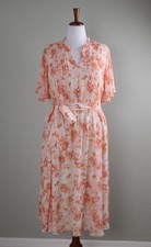 TORRID NWT $85 Midi Chiffon Ruffle Neck Pinktuck Lined Dress Size 2 US 2X picture