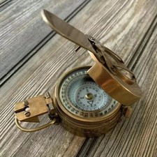 Antique Vintage Solid Brass WWII Military Pocket Compass Handmade Gift picture