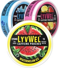 LyvWel 225mg Caffeine Energy Pouches | Nootropic Focus & Neuro Support | Tobacco picture