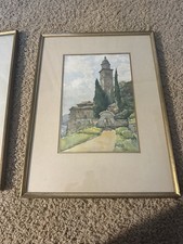 Pair of Original Signed MARS Watercolors – Framed French/European Artwork picture