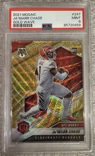 2021 Panini Mosaic Ja’Marr Chase Gold Wave #247 Rookie Card 02/17 PSA Mint 9 picture