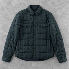 Uniqlo 3D Blocktech Puffer Jacket Mens Medium Green Quilted Insulated Utility picture