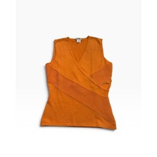 Vintage Cache Orange Silk Surplice Tank Size L Y2K Office Siren 90s Minimalist picture