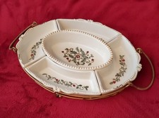5 PIECE CHRISTMAS VEGGIE OR FRUIT SERVING PLATTER SET-REMOVEABLE WITH CARRIER picture