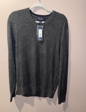 Cremieux Luxury Cashmere Knit Sweater Men’s L Gray Solid Crew Neck Long Sleeve picture