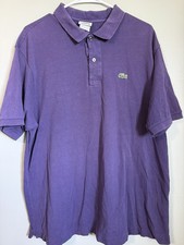 Lacoste Men’s Solid Purple Short Sleeve Knit Polo Collared Logo Size 7 Men’s XL picture