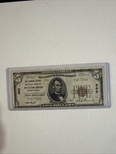 1929 $5 National Currency **Pittsburgh, Pennsylvania US Note picture