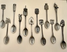 Vintage 1983-1998 Red Wing Pottery Souvenir Pewter Spoon Collection-12 Spoons picture