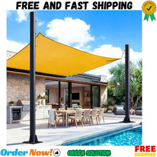 Heavy Duty 10Ft Sun Shade Poles with Flat Base - 2 Pack, Black picture
