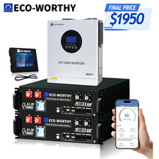 ECO-WORTHY 10.24kWh 2Pack 48V 100Ah Lithium Battery+5kW 48V Solar Inverter picture