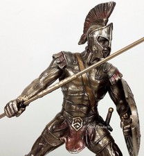 ACHILLES W/ Spear & Shield GREEK MYTHOLOGY Sculpture Statue Bronze Finish picture