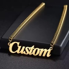 Custom Jewelry Name Pendant Necklace Personalized 5mm Cuban Chain Men Women Gold picture