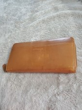 Levenger Tan Leather Zip Around Continental Wallet Clutch Long Organizer Purse picture