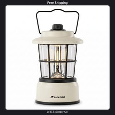LUXPRO Retro LED Camping Lantern, Battery Powered Portable Light, Beige picture