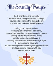 THE COMPLETE SERENITY PRAYER  - PRINT Printed ON 8-1/2 x 11 INCH PREMIUM STOCK picture