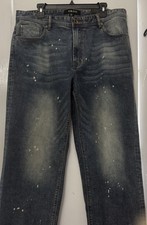 AKOO Mens Jeans 38 Paint Splatter Distressed Straight Leg Denim Premium NWT picture