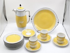 Antique Beyer & Bock Rudolstadt Art Deco Yellow Hot Chocolate Service 17 Pc picture