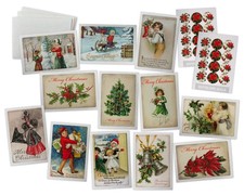 Vintage Christmas Greeting Card - 24 Antique Textured Style Cards & Envelopes... picture
