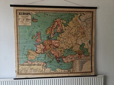 Rare Antique Italian Classroom Map of Europe - Late 1940s - Unique Piece picture