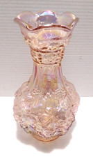 Imperial Glass Loganberry Pink Iridescent Carnival Glass Vase 10.25